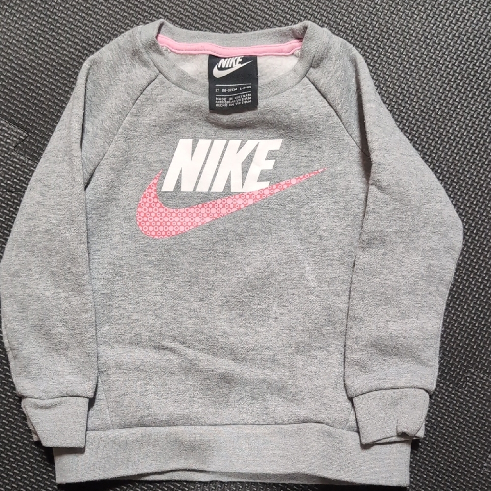 Nike Heather Gray Sweatshirt with Pink Logo